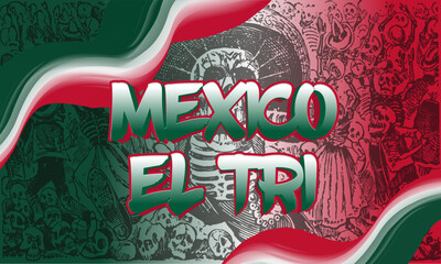 mexico el tri world football championhip banner - obrazy, fototapety, plakaty