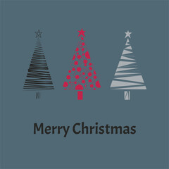 Merry Christmas. Vector Set of Christmas abstract trees