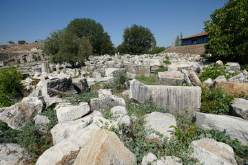 Fototapeta na wymiar Ruins in Aphrodisias Ancient City in Aydin, Turkiye