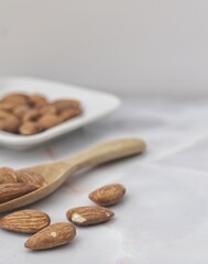 Close up of almond nuts seed