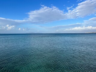 Deep blue seascape, blue sea and blue sky, natural background