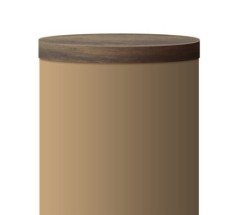 3d cylinder pedestal wood podium geometric platform. Product display presentation. Wooden Minimal scene template design