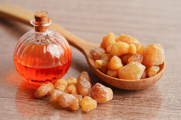 Frankincense or olibanum aromatic resin used in incense and perfumes.