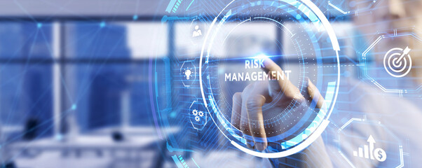 Risk Management and Assessment for Business Investment Concept. Business, Technology, Internet and network concept. - obrazy, fototapety, plakaty