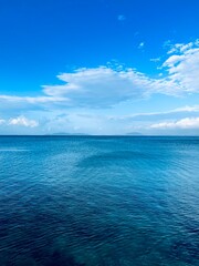 Deep blue seascape, blue sea and blue sky, natural background