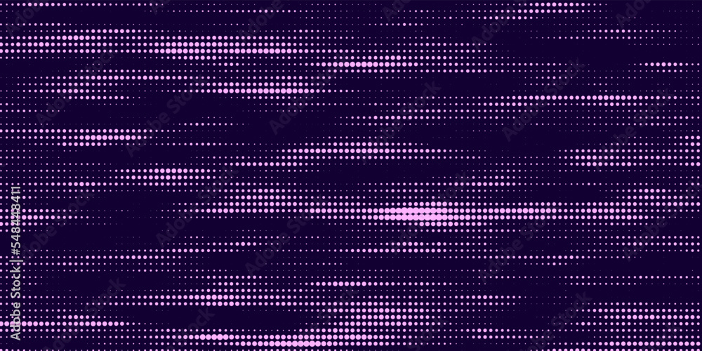 Poster abstract background with purple glowing dots. grid of blinking dots. the flow of scientific data in 