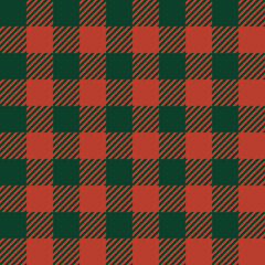 Classic Buffalo Plaid Lumberjack ornament seamless pattern background. red and green checkered pattern, flannel fabric shirt print. Winter Christmas tartan backdrop.