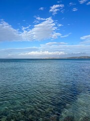 Deep blue seascape, blue sea and blue sky, natural background