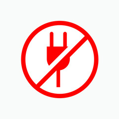 No Plug Icon - Vector. Dysfunction Device Sign. Electrical Equipment Symbol for Design, Presentation, Website or Apps Elements.