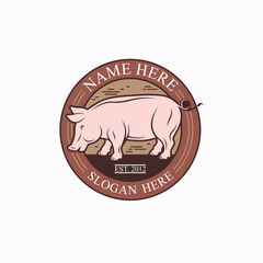 illustration of pork farm, pork farm template, vector art.