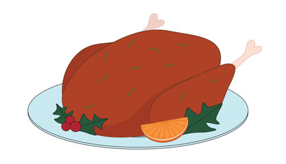 Tasty baked turkey on white background