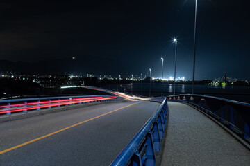 Fototapeta na wymiar 夜の橋と光跡
