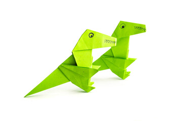 Origami Dinosaur - Paper Dinosaur isolated on white background. paper crafts. diy