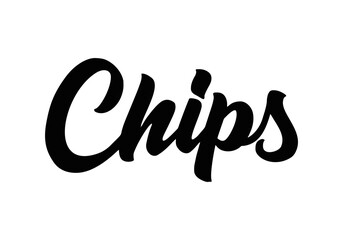 Crispy text, lettering quote hand drawn creative concept for your business. Chips modern style, product. Vector illustration