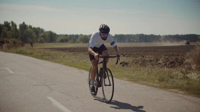 cyclist riding on road bike. cyclist training on bicycle
