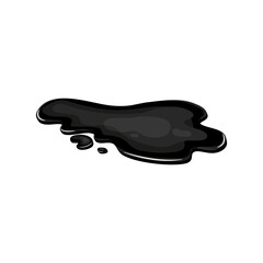 Oil puddle, slick spill cartoon art isolated. Drop stain black gas. Lequid shape in vector