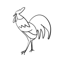 Cock. A hand-drawn sketch. Black and white Vector doodle illustration