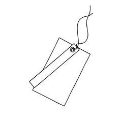 Naklejka premium Outline paper label with string mockup. Empty tag template for your design.