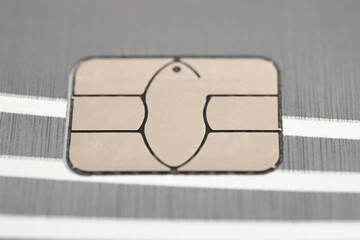 Close-up of a microchip in credit card