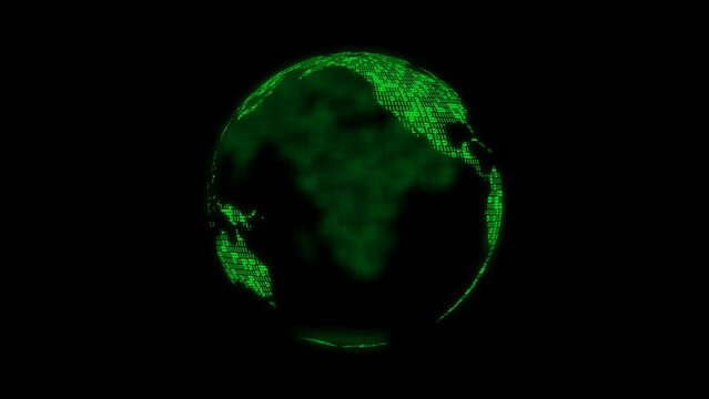Cryptocurrency mining. Digital Earth. Alpha channel is included. Seamless Looping.   
3D animation. Quick Time, codec: PNG,16-bit color, highest quality. Smooth gradation of color.
