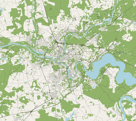 map of the city of Kaunas, Lithuania