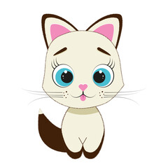 cute cartoon kitten isolated on white background