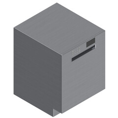 3D rendering illustration of a dishwasher