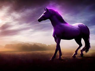 Obraz na płótnie Canvas Beautiful dream horse in fairyland with bright pink light, wallpaper