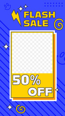 Fototapeta premium Social media story template in retro design style. Stories template with empty space for picture.