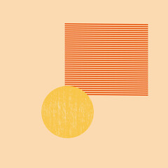 flat geometric figure, orange lines, yellow circle