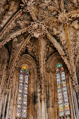 Fototapeta premium Monastery of Batalha, dome with stucco and stained glass windows (Corrected)