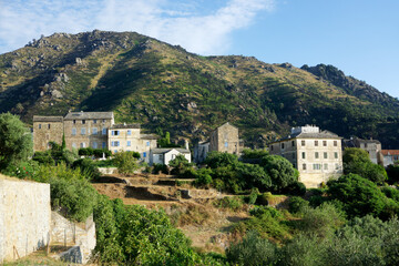 Fototapeta na wymiar Sant'Andréa-di-Cotone village in Upper Corsica mountain
