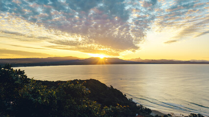 Byron bay lighthouse at sunset