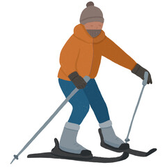 Ski Crayon Illustration