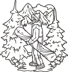 A snowboarder descends a snowy mountain. A winter extreme active sport. Printable print about snowboarding