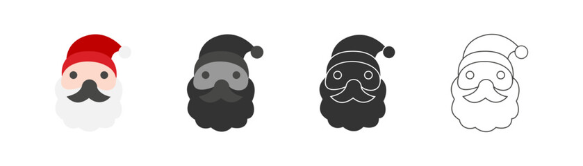 Christmas set of Santa Claus. Vector illustration.