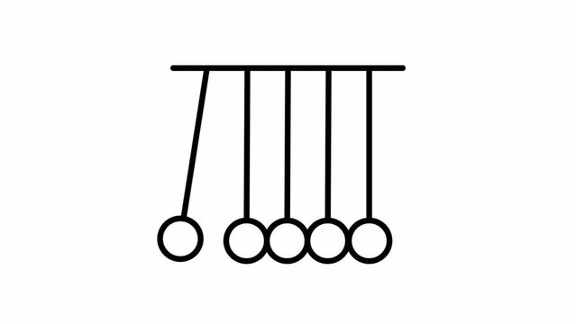 Newton's Cradle. Transparent background. Line icon animation.
