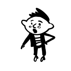 Naughty boy. A hand-drawn cute character. Vector doodle illustration.