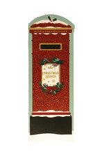 red Christmas telephone box with holly png 
