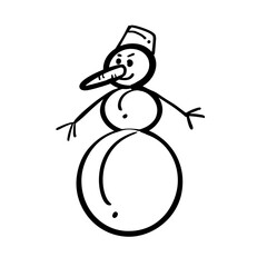The snowman. Hand-drawn doodle illustration. Vector