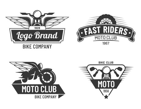 Motorcycle badges set, fast riders moto club