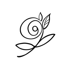 Rose. Stylized image of a flower. Sketch, icon, logo. Vector illustration