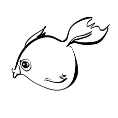 Funny fish. A hand-drawn character. Vector doodle illustration
