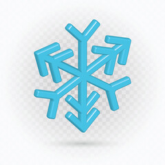 Ice frozen clip art, snowflake 3d clip art, snowflake realistic vector.