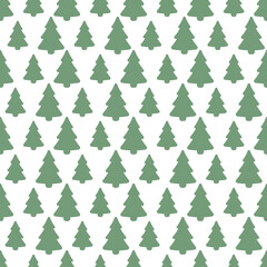 Christmas tree. Green coniferous plant. Seamless vector pattern. Infinitely repeating pattern. Flat style. Isolated colorless background. Christmas decorative element. Idea for packaging, case