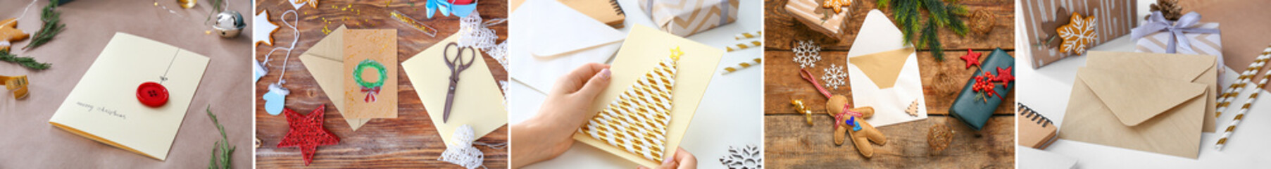 Collection of handmade greeting cards for Christmas celebration on table © Pixel-Shot