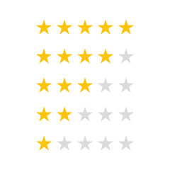 Five stars rating sign. Customer review or feedback icon isolated on white background