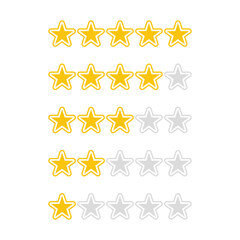 Five stars rating sign. Customer review or feedback icon isolated on white background