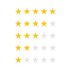 Five stars rating sign. Customer review or feedback icon isolated on white background