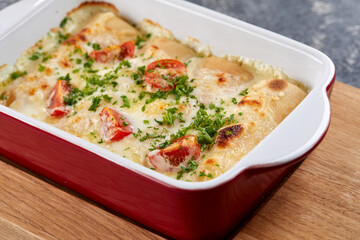 tasty lasagna in the bowl